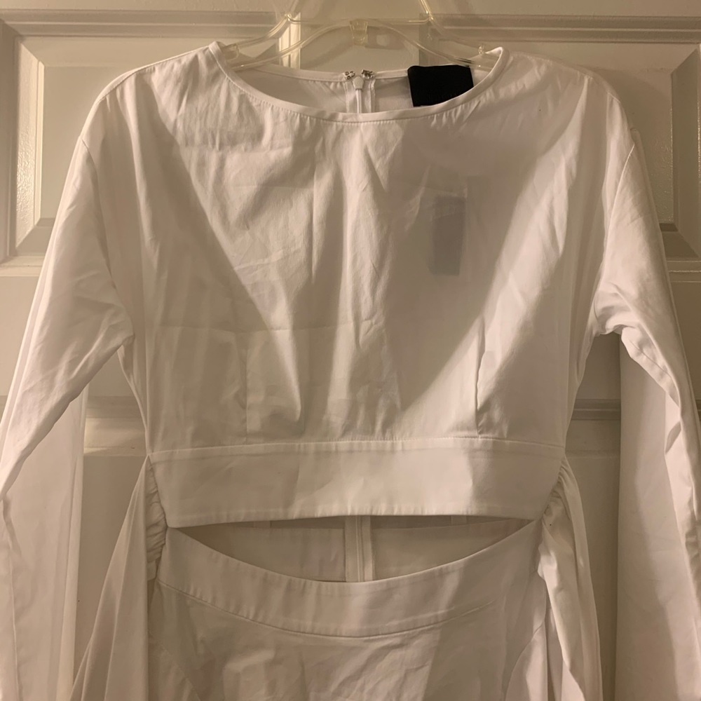 Intermix White Bell Sleeve Cut-out Mid-riff Dress - Picture 6 of 8